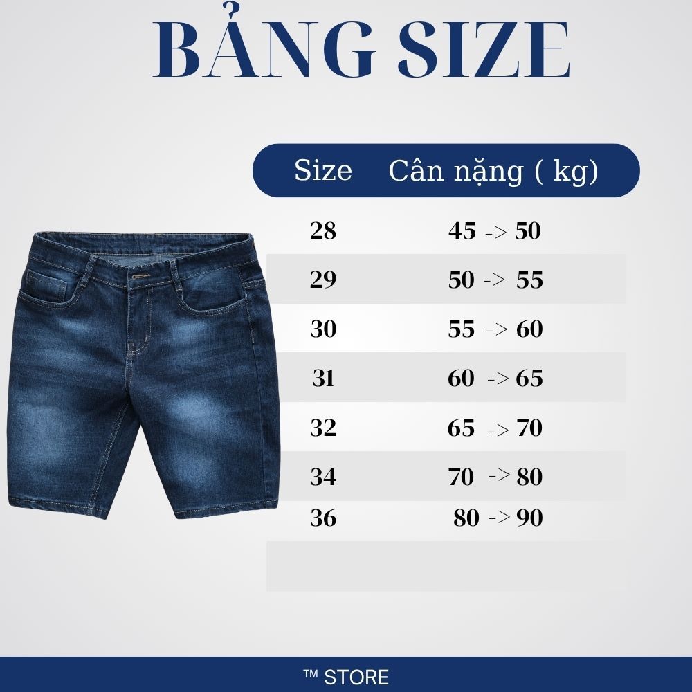 Quần Short Jean Nam Co Giãn 4 Chiều, Xanh Đậm Wash Sáng, Form Slimfit Trẻ Trung | BigBuy360 - bigbuy360.vn