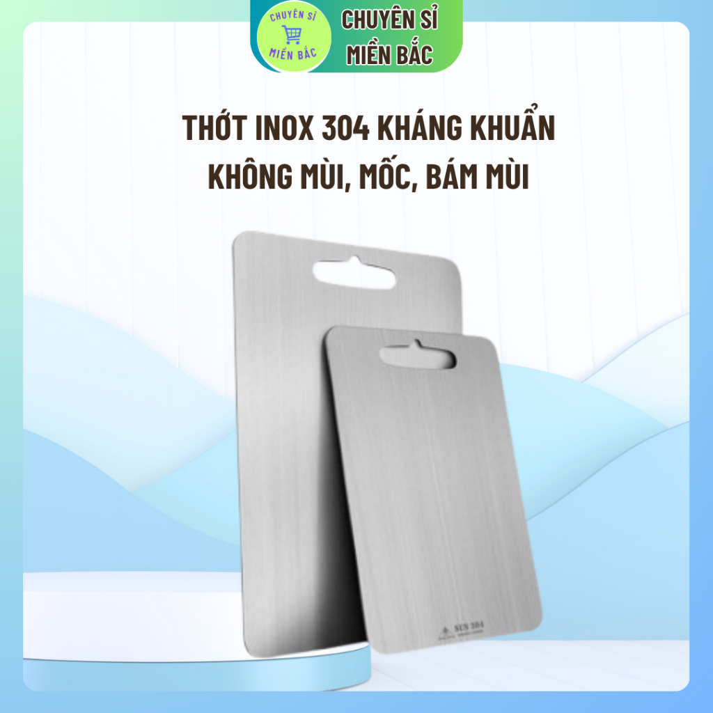 Thớt inox 304 kháng khuẩn size lớn cao cấp chống ẩm mốc độc hại vệ sinh dễ dàng cường lực không mùn gỗ