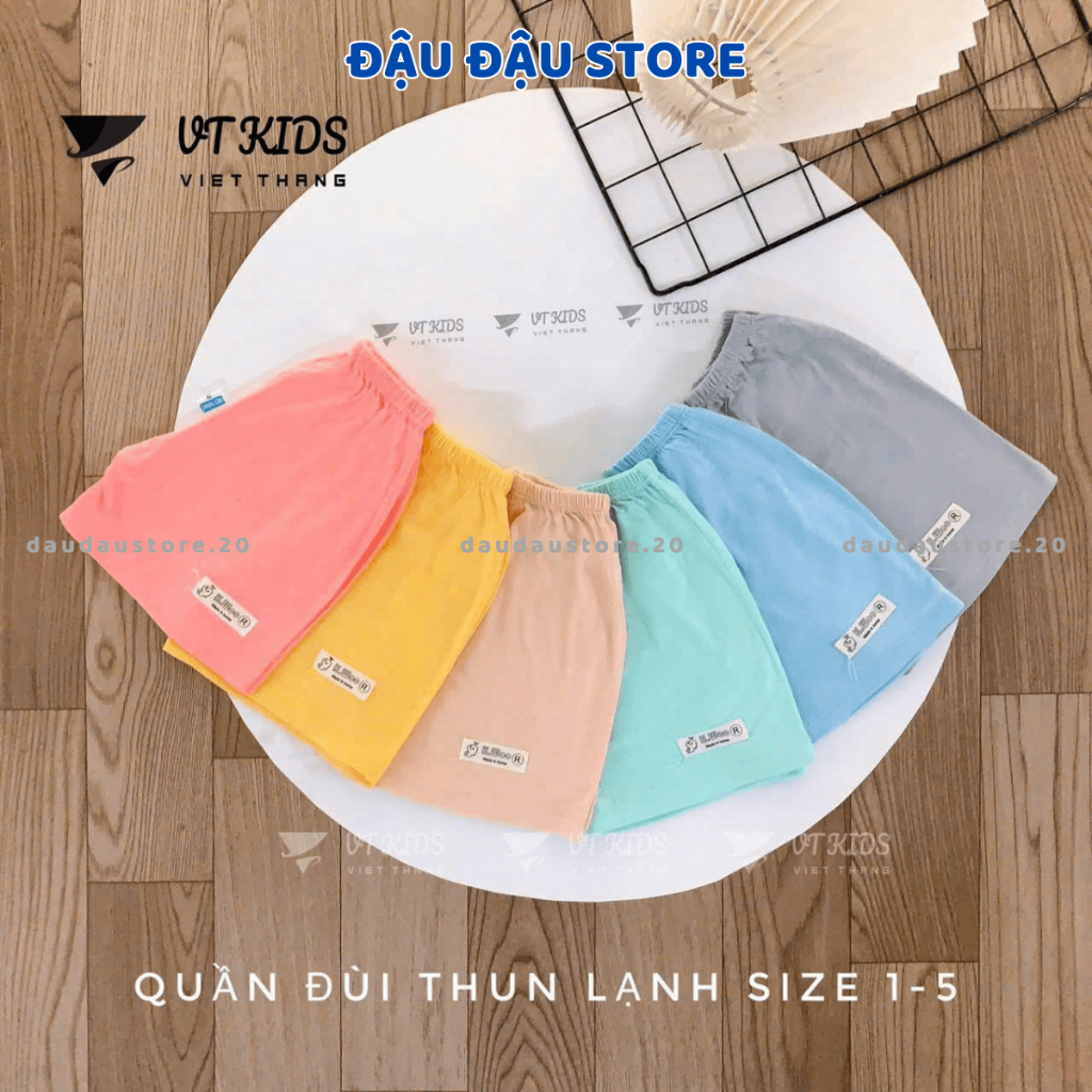 Set 5/10 Quần Đùi Mác Quần Chục VT Thun Lạnh  Cho Bé Gái Bé Trai 4-15kg mềm mịn thoáng mát QL09 Đậu Đậu Store