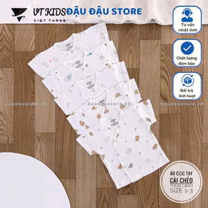 Set 3/5 Áo Cộc VT Sơ Sinh Thun Lạnh mềm mịn thoáng khí in hoạ tiết cho bé 0 - 9 tháng AL02T Đậu Đậu Store