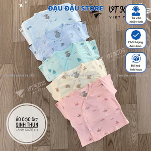 Set 3/5 Áo Cộc Tay VT Sơ Sinh Thun Lạnh mềm mịn thoáng mát cho bé sơ sinh 0 - 9 tháng AL02M Đậu Đậu Store