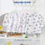Set 3/5 Áo Dài Tay Vạt Chéo HH Nền Trắng In hoạ tiết cho bé sơ sinh 0-9 tháng [HH-AL07T] Đậu Đậu Store