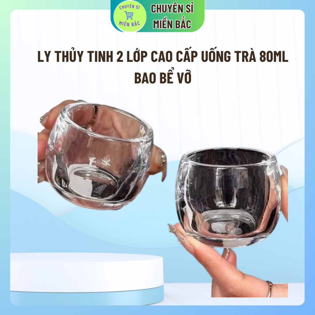 LY THỦY TINH 2 LỚP CAO CẤP UỐNG TRÀ 80ML , UỐNG RƯỢU TẾT SIÊU SANG TRỌNG