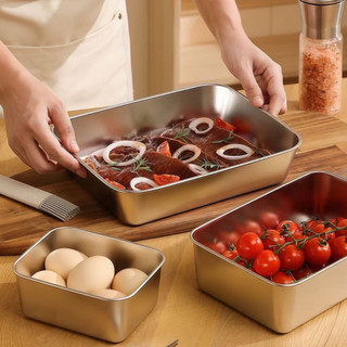 Khay inox cao cấp đựng thức ăn sâu lòng Chubby Chef hình chữ nhật dày dặn chuyên dùng để làm bánh sử dụng trong lò nướng