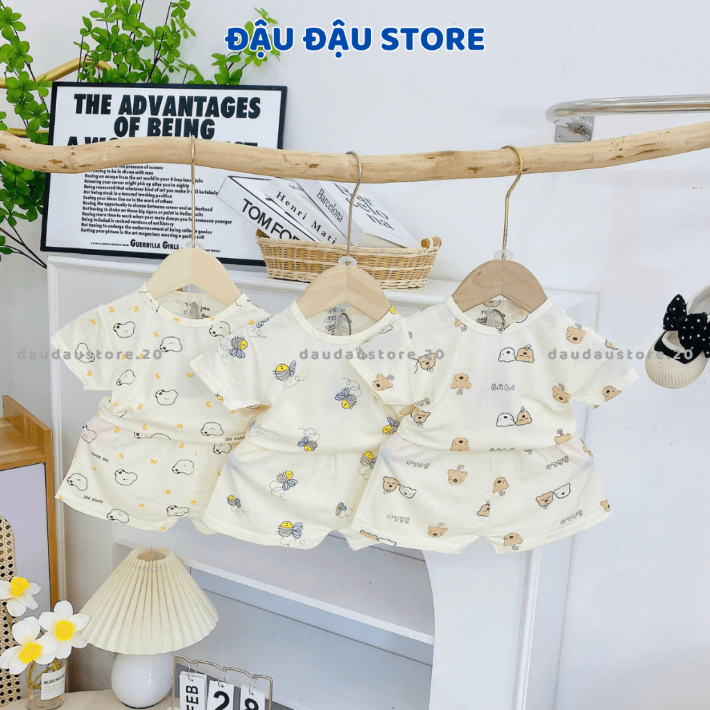(Bộ Cộc Chui) Set 2 - 5 Bộ Quần Áo Cộc Tay Thun Lạnh Sơ Sinh Chui Đầu mềm mịn cho bé 4-15 kg TG-CL10 Đậu Đậu Store