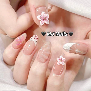 Nail Box Thiết Kế Móng Úp, Mong Giả Hoa Nặn Trong Suốt Vân Nổi Vỏ Sò Mùa Hè M08