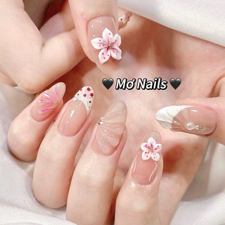 (Tặng hộp,keo) Nail Box Thiết Kế Móng Úp, Mong Giả Hoa Nặn Trong Suốt Vân Nổi Vỏ Sò Mùa Hè M08