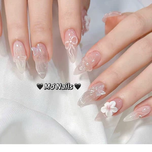 Nail Box Thiết Kế Móng Úp, Mong Giả Hồng Thạch Hoa Nặn Nổi Trong Suôt Mùa Hè M19