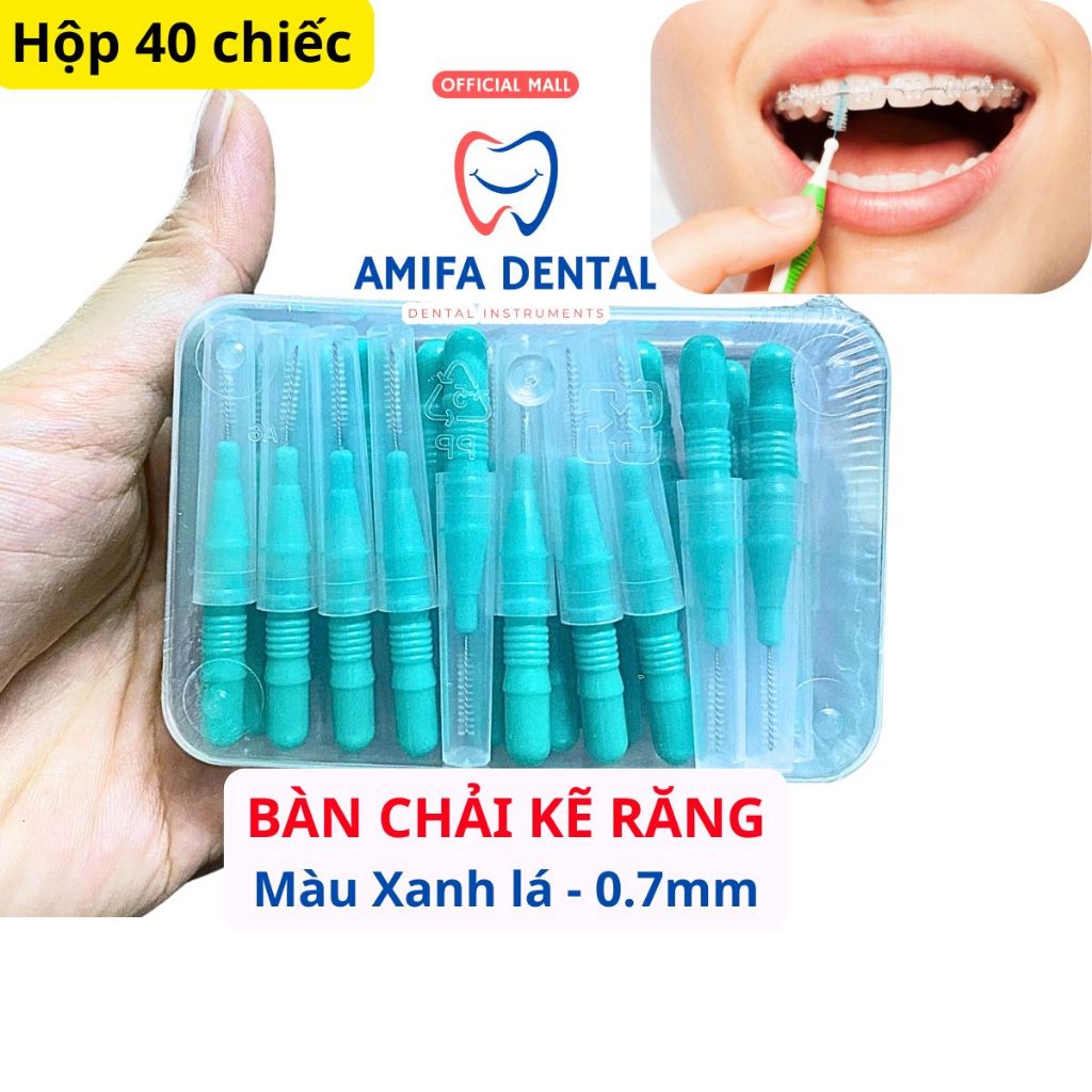 Bàn Chải Kẽ Răng Mini Hộp 40 Chiếc, Bàn Chải Chỉnh Nha Hình Ngón Tay, Bàn Chải Làm Sạch Kẽ Răng Hiệu Quả
