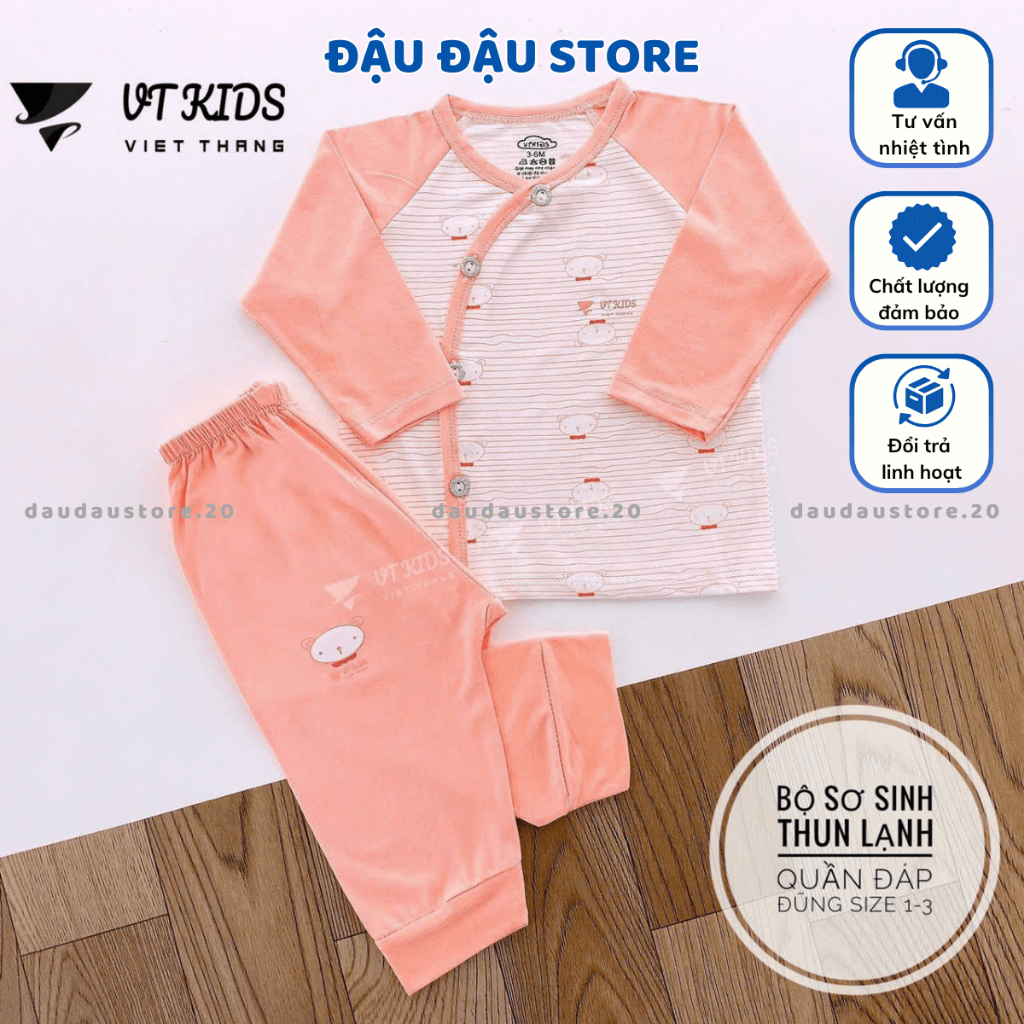 Set 2/3 Bộ Quần Áo VT Dài Tay Sơ Sinh Thun Lạnh Petit mềm mịn cho bé sơ sinh 0-9 tháng DL114 Đậu Đậu Store