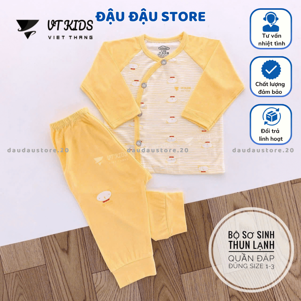 Set 2/3 Bộ Quần Áo VT Dài Tay Sơ Sinh Thun Lạnh Petit mềm mịn cho bé sơ sinh 0-9 tháng DL114 Đậu Đậu Store
