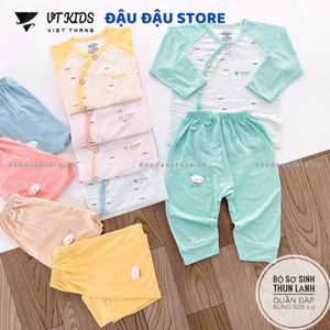 Set 2/3 Bộ Quần Áo VT Dài Tay Sơ Sinh Thun Lạnh Petit mềm mịn cho bé sơ sinh 0-9 tháng DL114 Đậu Đậu Store