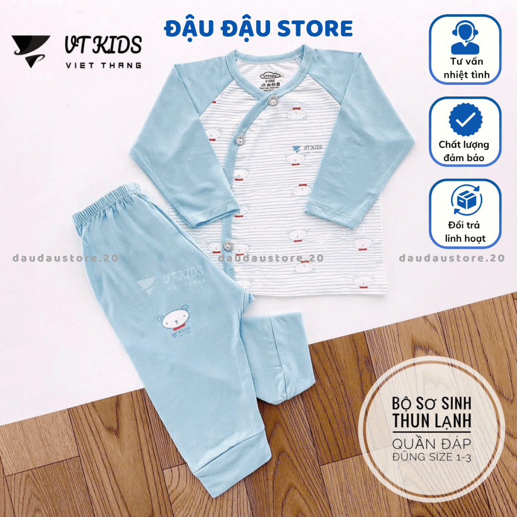 Set 2/3 Bộ Quần Áo VT Dài Tay Sơ Sinh Thun Lạnh Petit mềm mịn cho bé sơ sinh 0-9 tháng DL114 Đậu Đậu Store