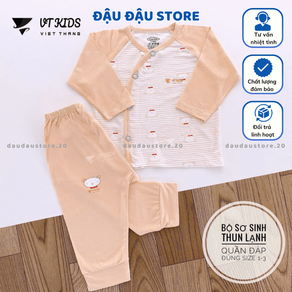 Set 2/3 Bộ Quần Áo VT Dài Tay Sơ Sinh Thun Lạnh Petit mềm mịn cho bé sơ sinh 0-9 tháng DL114 Đậu Đậu Store