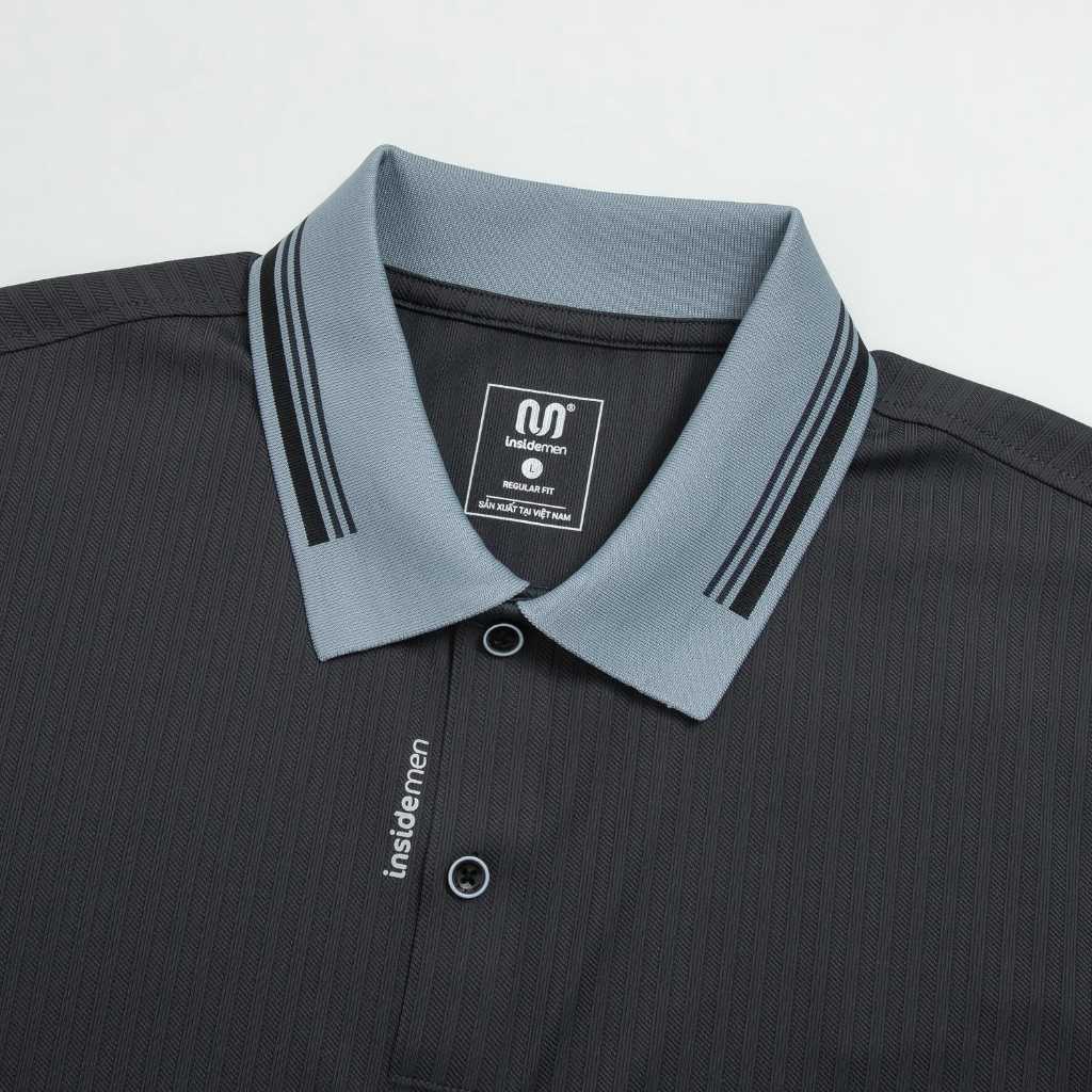 Áo Polo Nam Tay Ngắn Regular Fit INSIDEMEN Thoáng Khí Co Giãn IPS225AS0