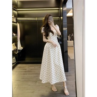 Đầm thiết kế KYE dáng dài, váy chấm bi thanh lịch Evy dress