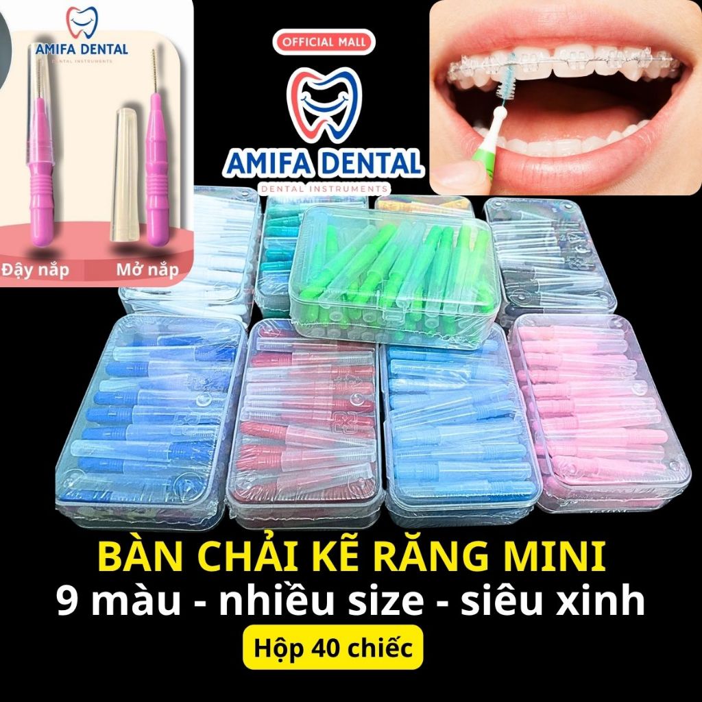 Bàn Chải Kẽ Răng Mini Hộp 40 Chiếc, Bàn Chải Chỉnh Nha Hình Ngón Tay, Bàn Chải Làm Sạch Kẽ Răng Hiệu Quả