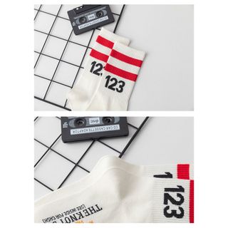 Combo 10 Đôi Tất/ Vớ Cổ Cao Unisex Sọc Màu Số 123 – Vớ Cotton Thể Thao Co Giãn, Phong Cách Hàn Quốc