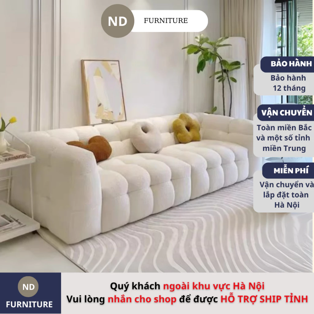 Ghế sofa nỉ cao cấp chống trượt nước khung gỗ chắc chắn kích thước đa dạng/ sofa nỉ lông cừu bảo hành 12 tháng