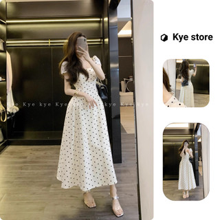 Đầm thiết kế KYE dáng dài, váy chấm bi thanh lịch Evy dress