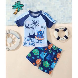 Đồ bơi bé trai BONBON Kids họa tiết Sweettdreams,bộ quần áo đi bơi ngắn tay bé trai 12-45kg