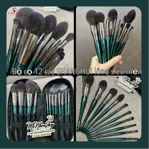 Bộ cọ cá nhân 12 cây SHANGHUI cán nhũ xanh siêu mềm hàng cao cấp lông thú tự nhiên -