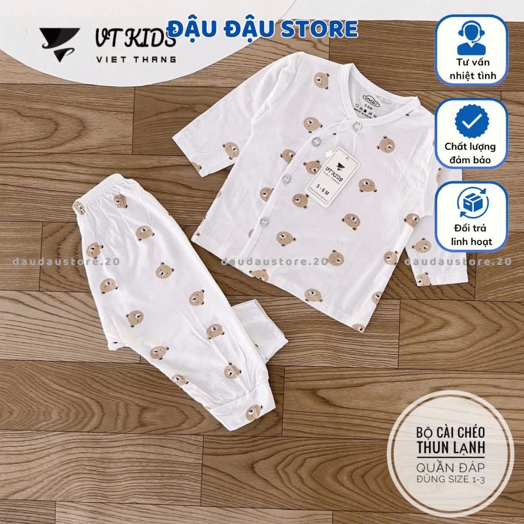Set 2 - 3 Bộ Dài Tay Trắng VT Sơ Sinh cho bé chất thun lạnh in hoạ tiết cho bé 0 - 9 tháng DL05 Đậu Đậu Store