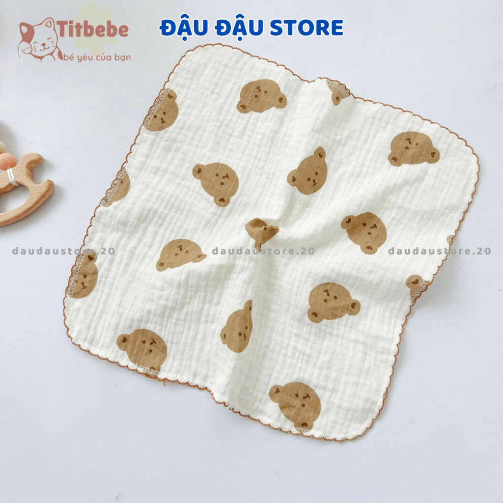 (SET 5 KHĂN) Khăn Sữa Xô Muslin Cho Bé Sơ Sinh 2 lớp cao cấp mềm mại và an toàn cho da bé - KT 28x28cm Đậu Đậu Store