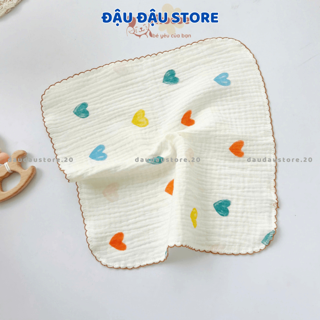 (SET 5 KHĂN) Khăn Sữa Xô Muslin Cho Bé Sơ Sinh 2 lớp cao cấp mềm mại và an toàn cho da bé - KT 28x28cm Đậu Đậu Store