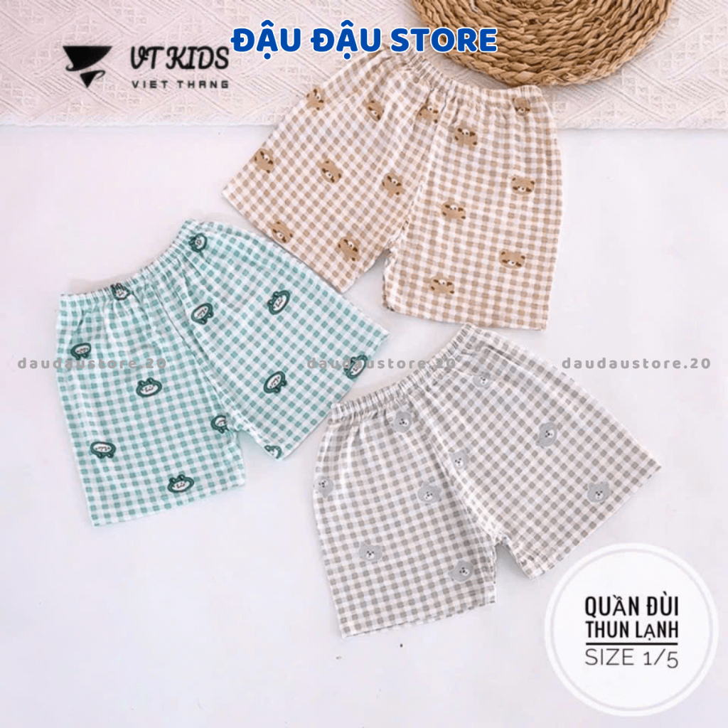 Set 5/10 Quần ĐÙI Chục Thun Lạnh Màu Sơ Sinh Cho Bé Gái Bé Trai 4-15kg Vải Mềm Mát Phối Họa Tiết QL08 Đậu Đậu Store