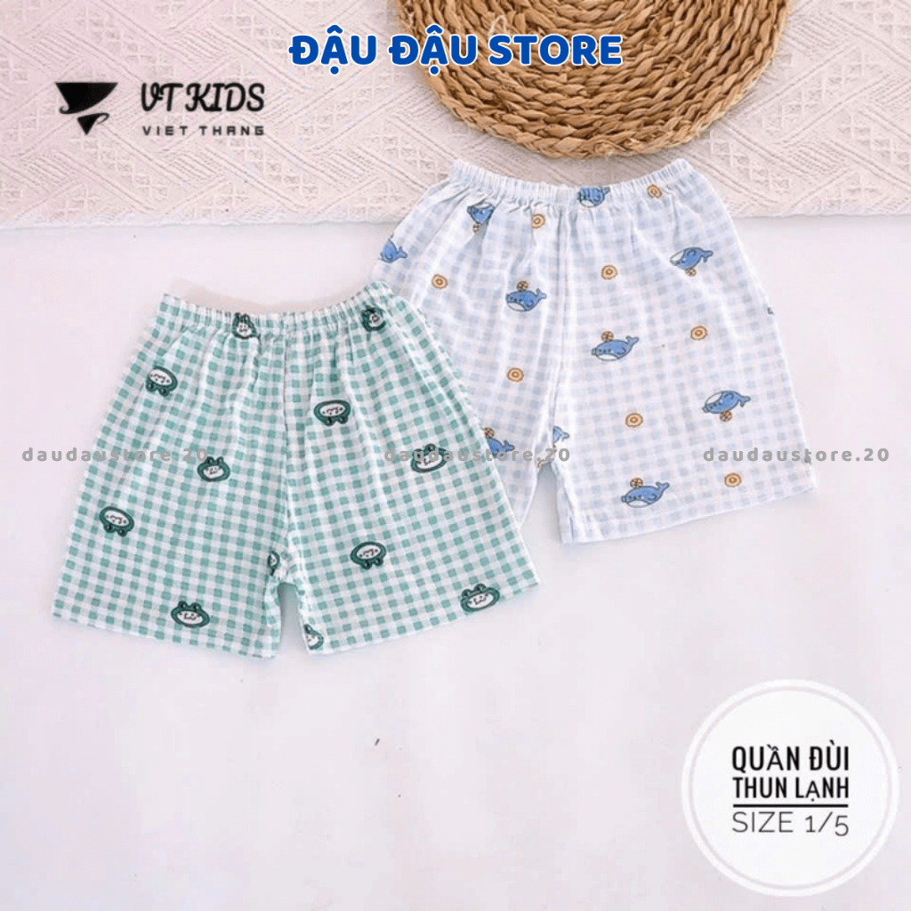 Set 5/10 Quần ĐÙI Chục Thun Lạnh Màu Sơ Sinh Cho Bé Gái Bé Trai 4-15kg Vải Mềm Mát Phối Họa Tiết QL08 Đậu Đậu Store