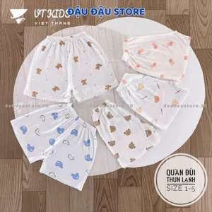 Set 5/10 Quần Đùi Quần Chục Trắng Thun Lạnh VT Cho Bé Gái Bé Trai 4-15kg Vải Mềm Mát Phối Họa Tiết [QL07] Đậu Đậu Store