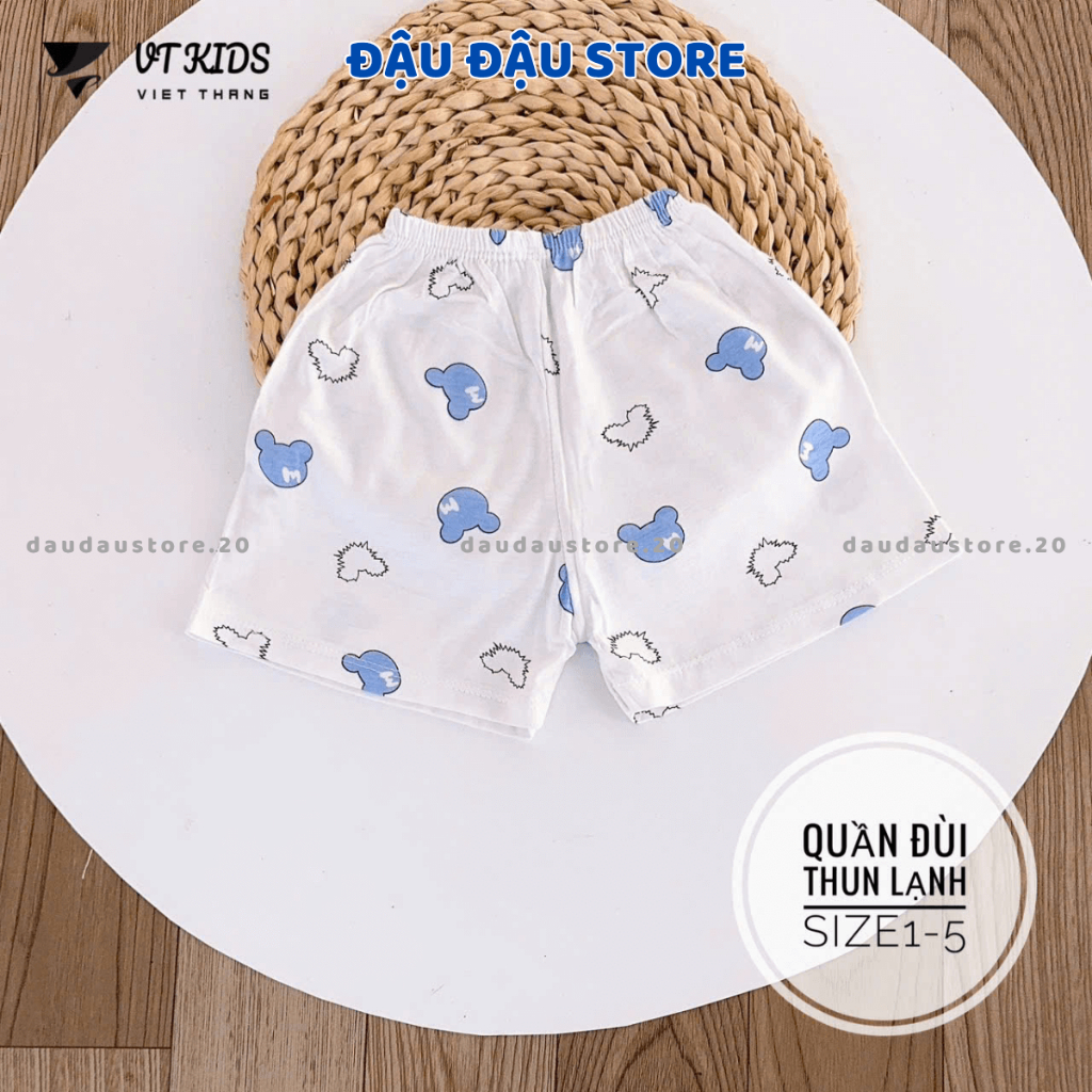 Set 5/10 Quần Đùi Quần Chục Trắng Thun Lạnh VT Cho Bé Gái Bé Trai 4-15kg Vải Mềm Mát Phối Họa Tiết [QL07] Đậu Đậu Store