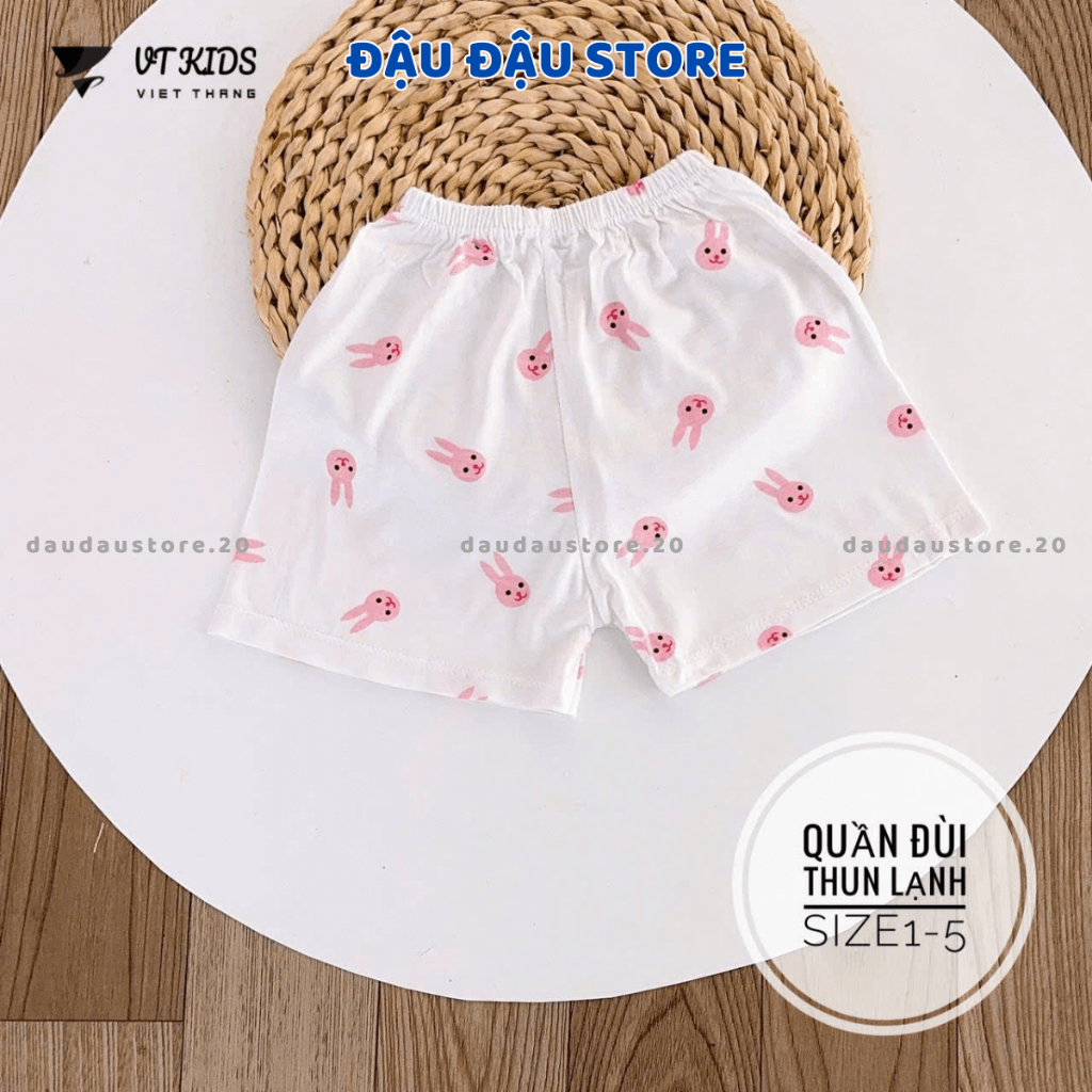 Set 5/10 Quần Đùi Quần Chục Trắng Thun Lạnh VT Cho Bé Gái Bé Trai 4-15kg Vải Mềm Mát Phối Họa Tiết [QL07] Đậu Đậu Store