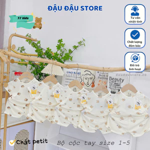 Set 2/3 bộ cộc kem cài vai thun lạnh petit mềm mịn cho bé trai bé gái size 4-14 kg DK-CV08 Đậu Đậu Store