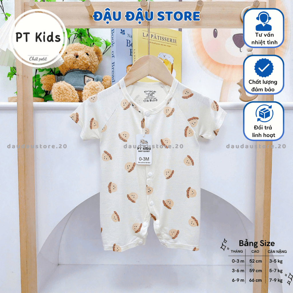 Set 3/5 Bộ Body Cộc Tay Cúc Giữa Thun Lạnh  Sơ Sinh mềm mịn cho bé trai bé gái 3-9kg PT-BODY1 Đậu Đậu Store