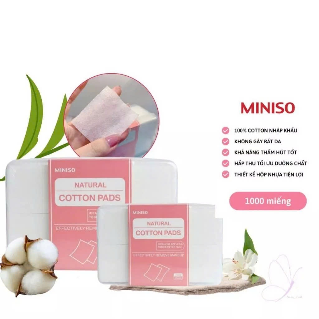 Bông Dập Viền Chắc Chắn Không Gây Kích Ứng,Hộp Bông Tẩy Trang 1000 Miếng - BÔNG ĐẮP TONER MINISO KHÔNG GÂY KÍCH ỨNG