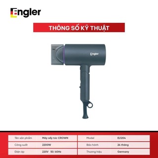 Máy sấy tóc Engler EL1204 Crown 2200W,2 tốc độ gió, 3 chế độ nhiệt, làm khô nhanh, không gây khô tóc