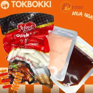 Combo 500g Bánh gạo tokbokki Hifood+100g sốt+100g bột phô mai - nguyên liệu nấu bánh gạo sốt cay, bánh gạo lắc