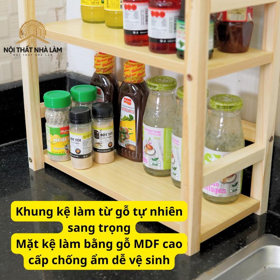 Kệ gia vị nhà bếp 2 tầng , chất liệu gỗ thông & MDF - decor phòng bếp gọn gàng