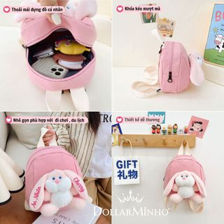 ( Thêu Tên ) Balo Mini Tai Thỏ Cho Bé 0 đến 5 Tuổi Nhỏ Gọn, Dễ Thương Mang Đi Chơi, Đi Du Lịch