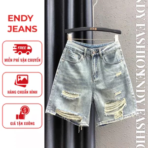 Quần jeans ngố nữ ống rộng rách gấu cá tính, quần bò lửng phong cách thời trang năng động ED17