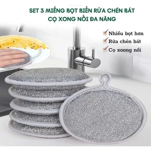 Miếng Chà Xoong 2 Mặt Vải Lưới Đa Năng,Dụng Cụ Bọt Biển Vệ Sinh Nhà Bếp Tiện Lợi - MIẾNG RỬA CHÉN TRÒN 2IN1 SI