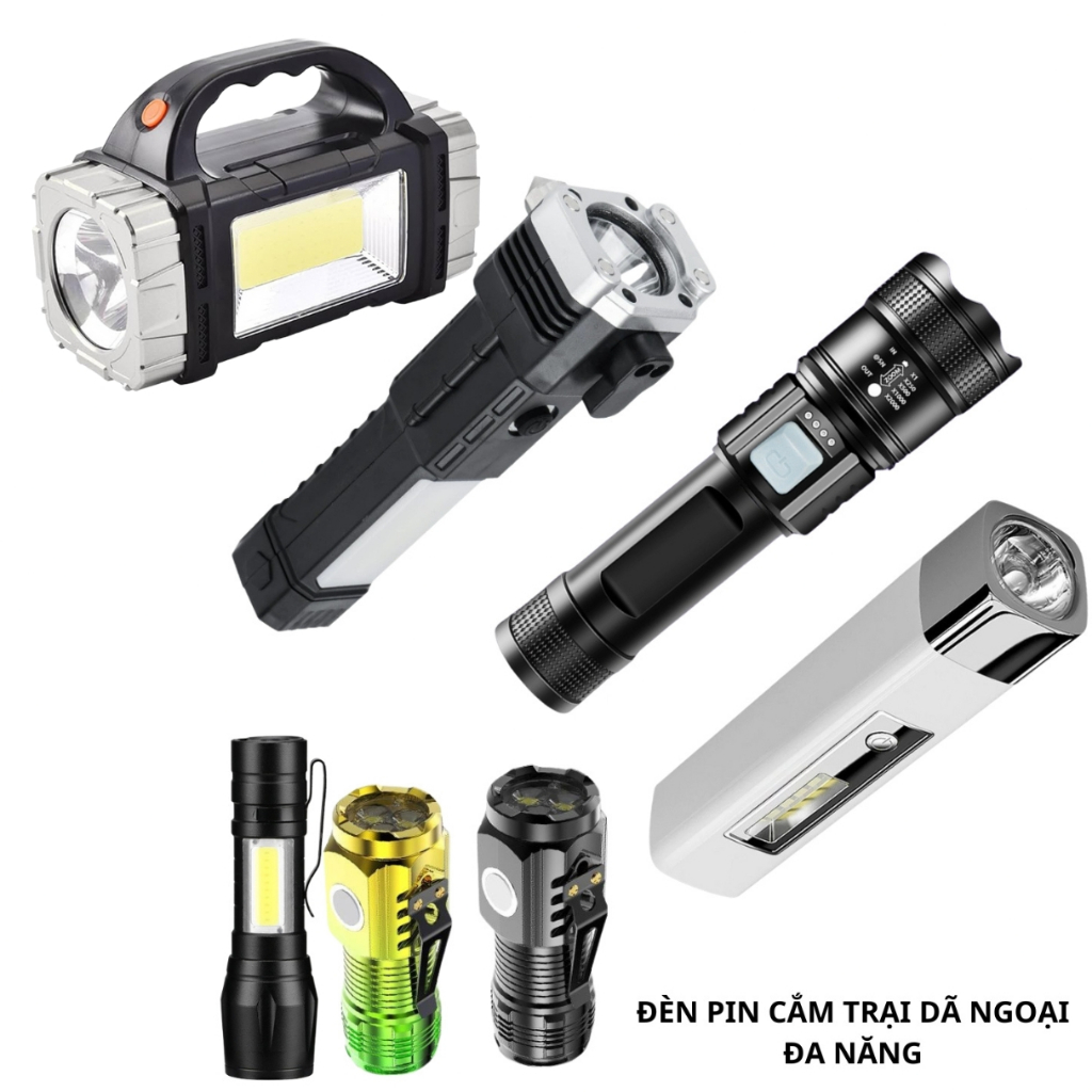 Đèn pin cắm trại, đèn led cầm tay mini dã ngoại nhiều chế độ đa năng