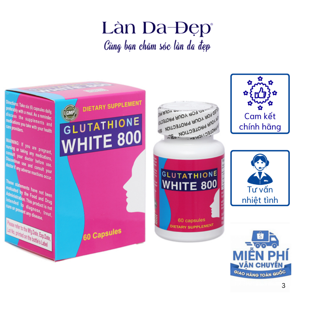 glutathione white 800 Viên nang hỗ trợ điều trị sạm da nám da GLUTATHIONE White 800 60 viên nơi  bán chính hãng giá rẻ nhất
