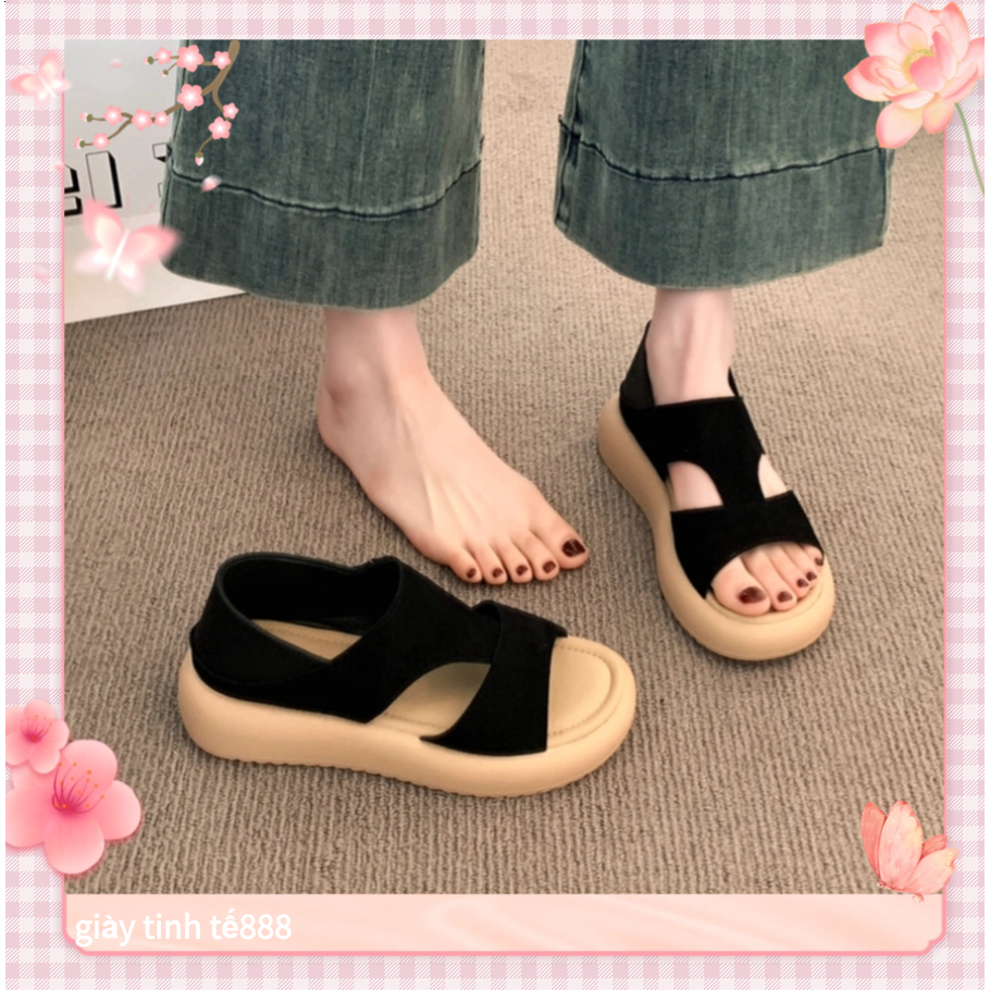 🔥Còn hàng🔥 Dép Quai Hậu Dép Sandal Đế Bằng Hoạ Tiết Quai Chéo Nữ(size35-42)