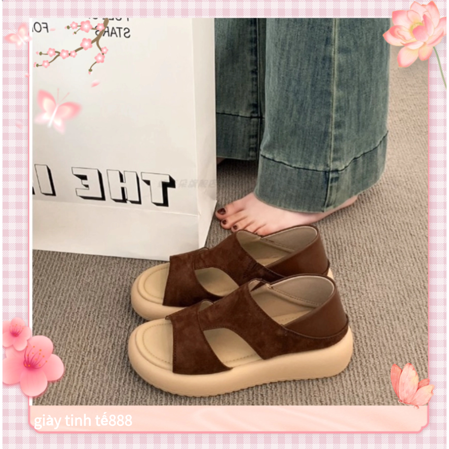 🔥Còn hàng🔥 Dép Quai Hậu Dép Sandal Đế Bằng Hoạ Tiết Quai Chéo Nữ(size35-42)