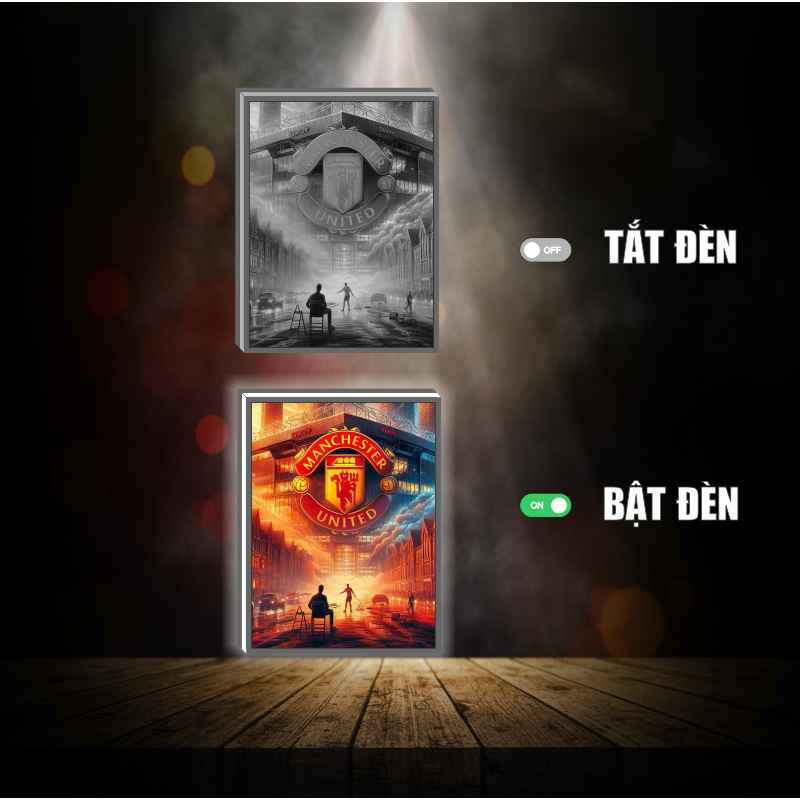 Tranh đèn led 3D đổi màu Logo Bóng đá - Tranh đèn led 3D ANIME trang trí bàn làm việc, đèn ngủ