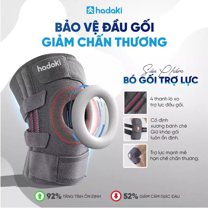 Combo 2 Bó Gối Trợ Lực HADAKI – Cố Định Khớp Gối, Chống Chấn Thương Khi Tập Thể Thao, Gym, Chạy Bộ