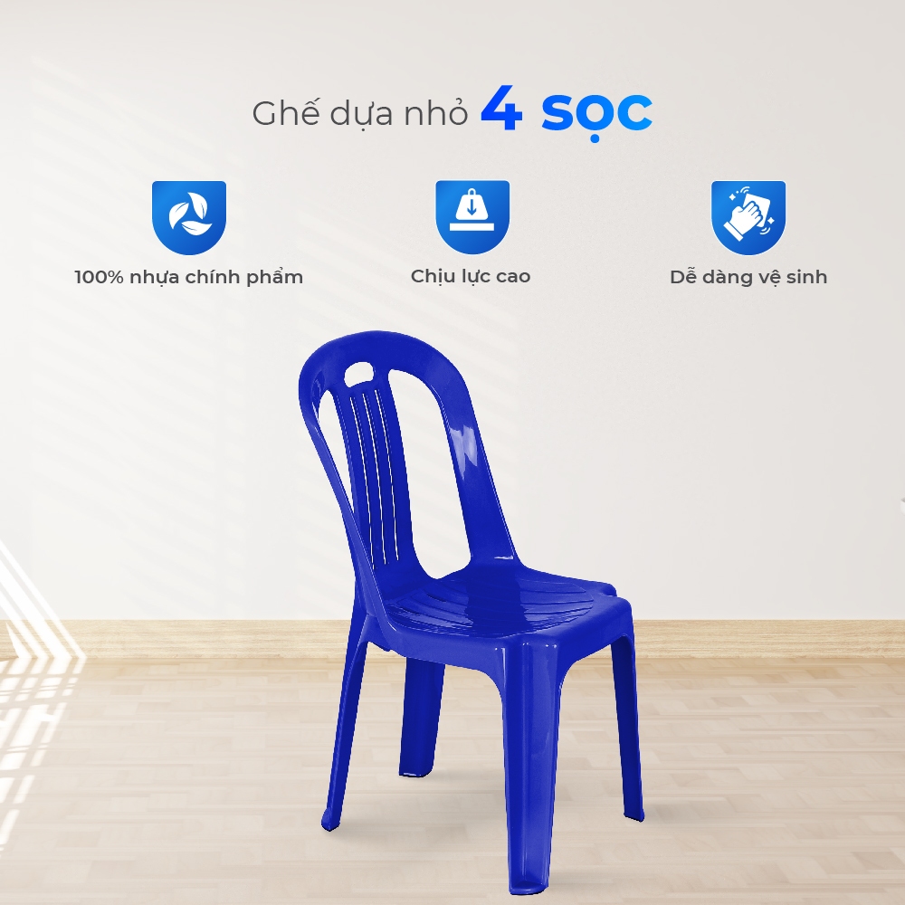 Ghế nhựa tựa lưng QUI PHÚC, size nhỏ, combo 4,6,10 cái, lưng sọc, ghế ngồi chắc chắn, phù hợp gia đình, quán ăn